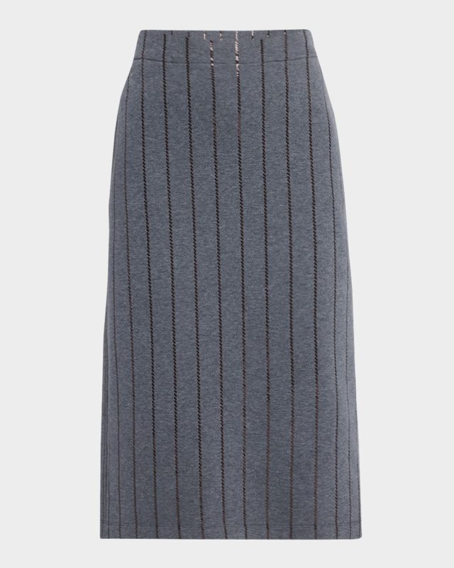 Regimental Paillette Fleece Midi Skirt